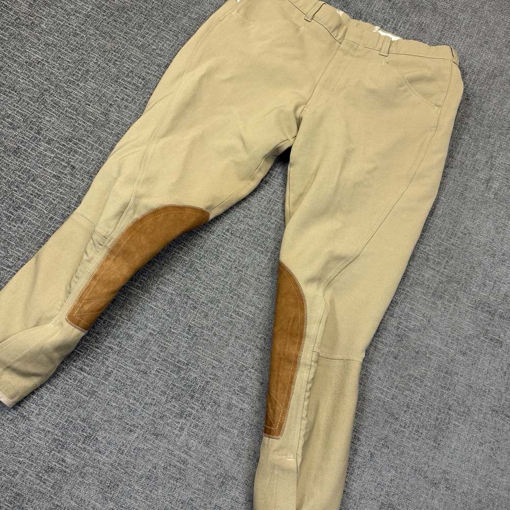 Vtg The Tailored Sportsman English Riding Breeches Tan Knee Patch Sz 36* 33x27